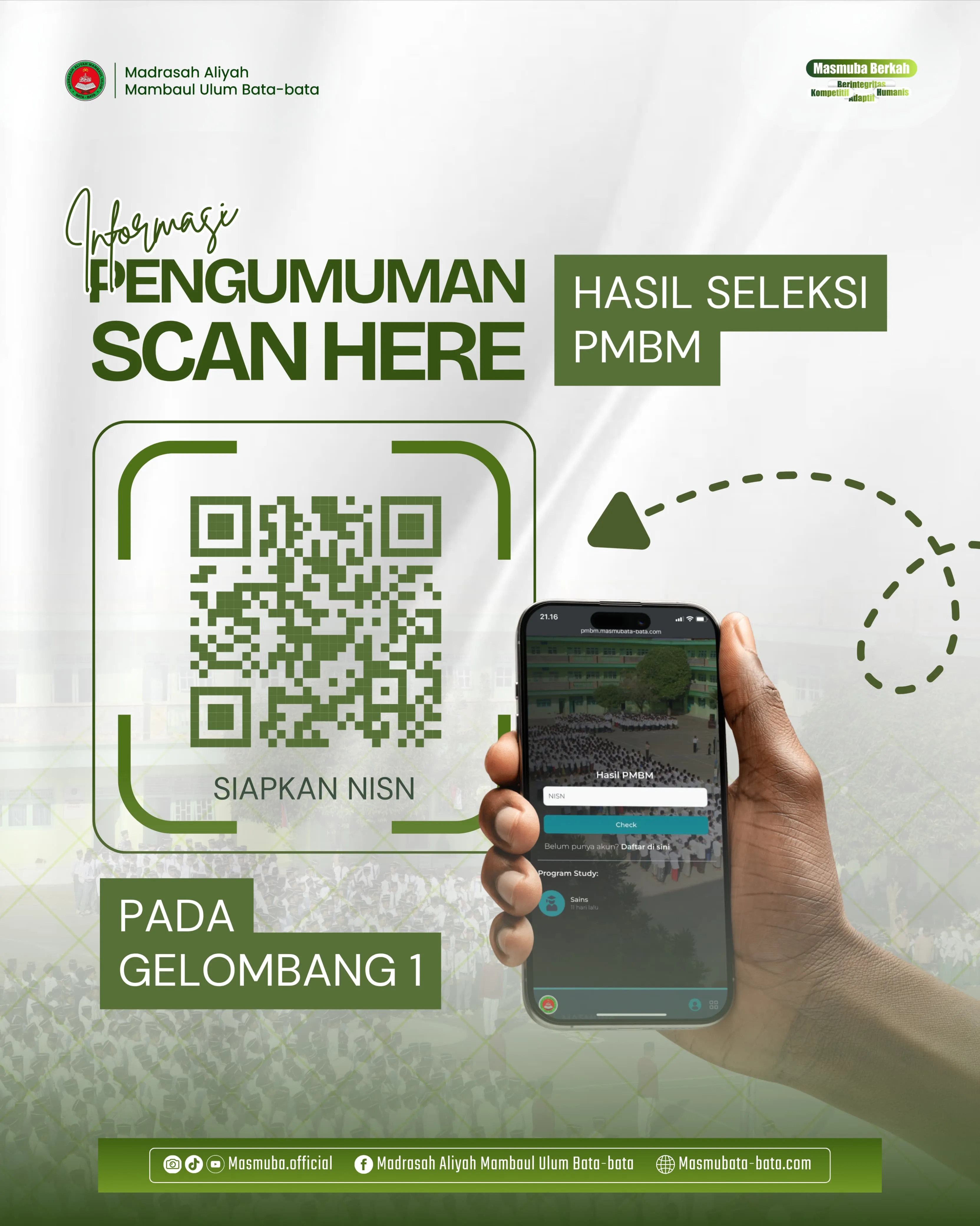 PENGUMUMAN PENTING: HASIL SELEKSI PMB MAS MAMBAUL ULUM BATA-BATA GELOMBANG 1 TAHUN AJARAN 2026/2027 RESMI DIRILIS